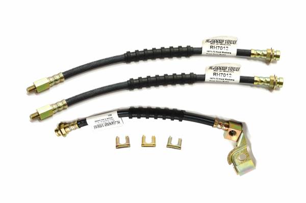 Classic Tube - 1971-73 Ford Mustang Front Drum/Rear Drum Rubber Brake Hose Kit