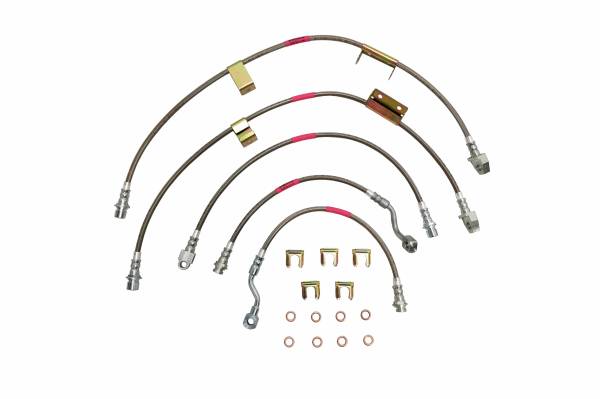 Classic Tube - StopFlex Braided Brake Hose Kit 1999 2000 2001 2002 2003 Chevrolet / GMC Truck 1/2 Ton 2WD & 4WD (Front & Rear Disc) Excluding Active Braking (5) Piece