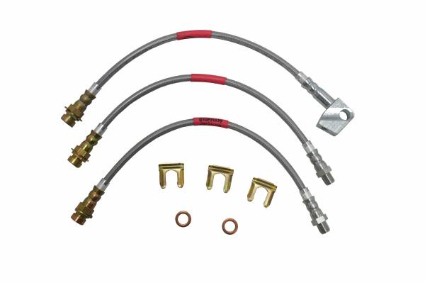 Classic Tube - StopFlex Braided Brake Hose Kit 1973 1974 Dodge Challenger with Front Disc / Rear Drum (3 pc)