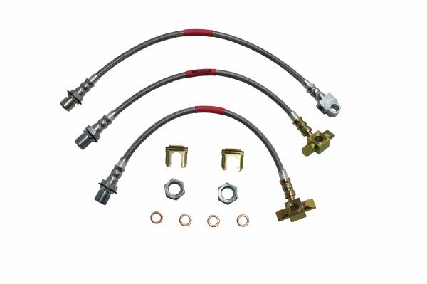 Classic Tube - STOPFLEX Braided Brake Hose Kit 1976 1977 1978 1979 1980 1981 1982 1983 1984 1985 1986 Jeep Truck Wagoneer Truck Cherokee J20 / J10 with Narrow Track (3 pc)