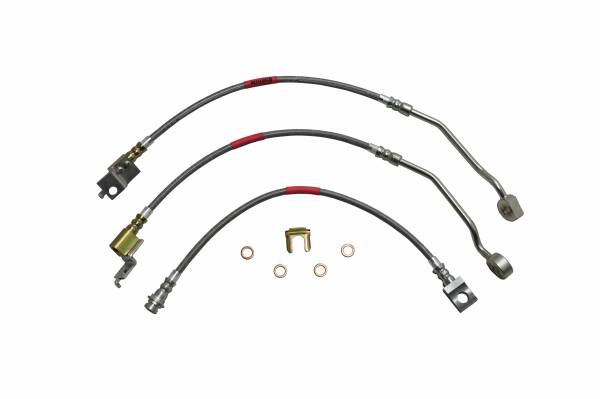 Classic Tube - 1990 1991 1992 1993 1994 1995 1996 Jeep Wrangler YJ withOUT ABS (3pc) - STOPFLEX Braided Brake Hose Kit