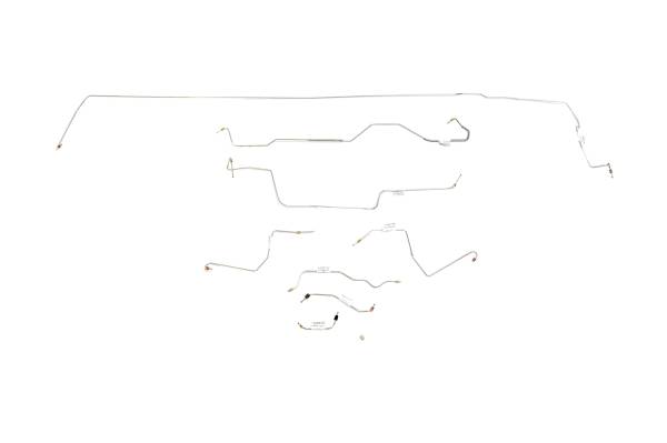 Classic Tube - 1968-69 Ford Mustang Power Drum - Complete Brake Line Kit (SS) with Stainless Braided Hoses