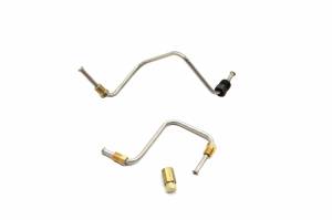 Classic Tube - 1965 1966 Mustang with Disc Brakes Non Brake Booster Dual Bowl Master Cylinder Disc Brake Conversion Brake Line Set (Includes 2 Lines 1 Plug & 1 1/4 male to 3/16 female adapter) Made of Stainless Steel Tubing - Image 1