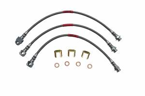 STOPFLEX Braided Brake Hose Kit 1976 1977 1978 1979 1980 1981 Jeep CJ5 & CJ7 with Disc BrakesStock Height to 1 inch Lift (3 pc)